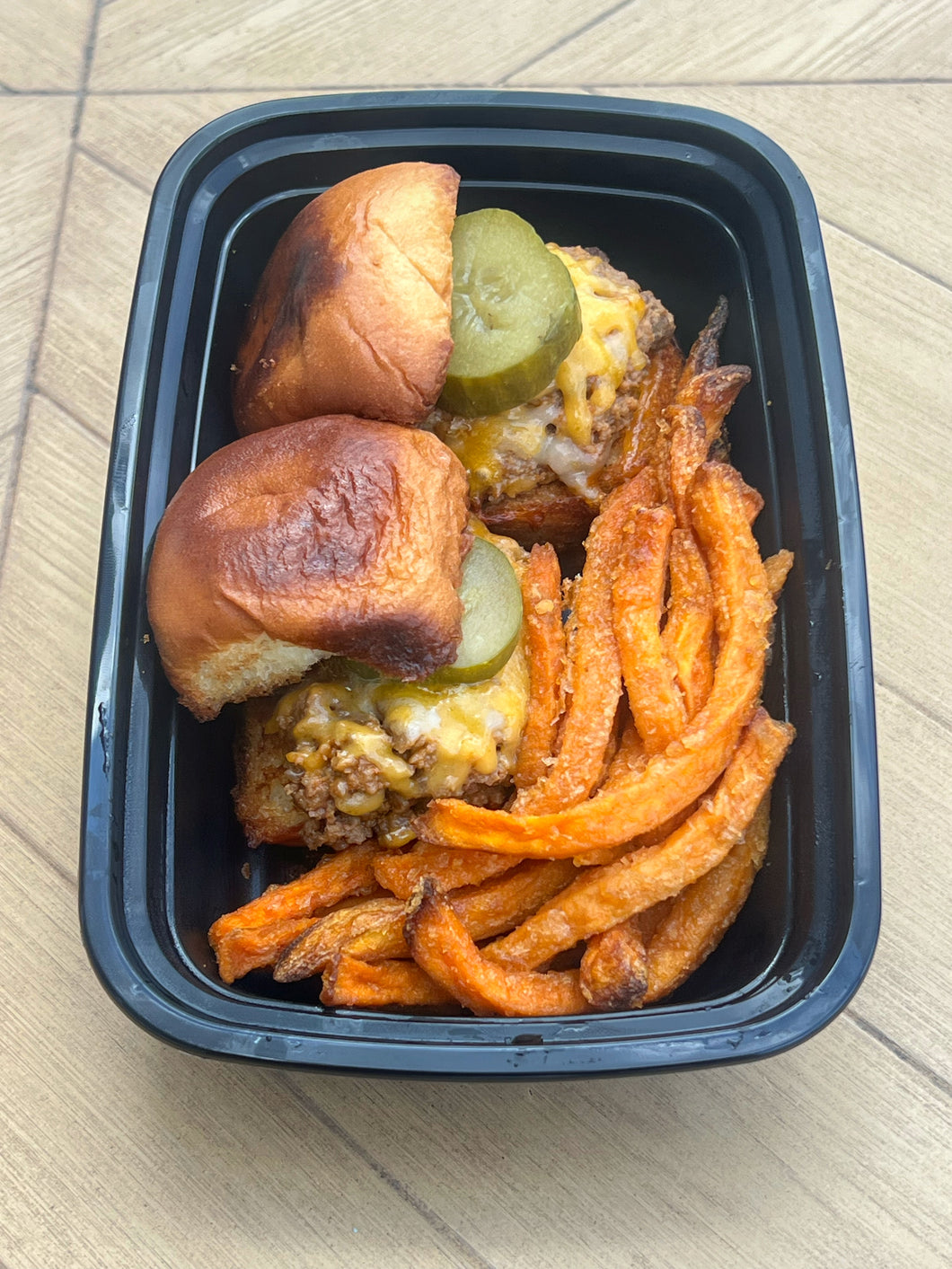 Sliders and Sweet Potato Fries